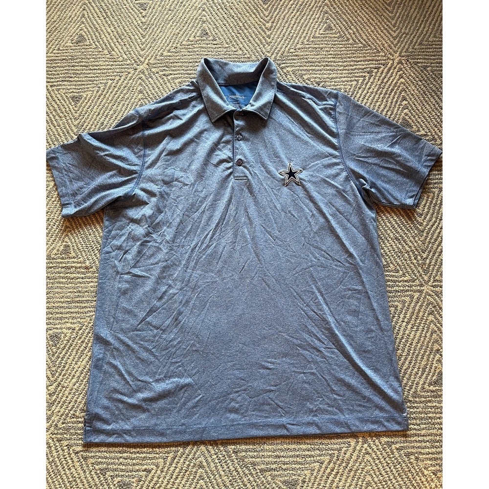 Dallas Cowboys Authentic Polo Shirt - Heather Blue - XL - Polyester